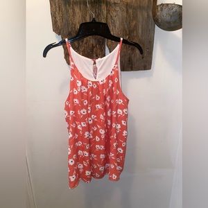 NWT Nadine West Cami Top Dark Blush Color with White Flowers size Large